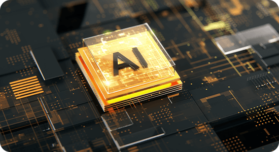 AI on a yellow computer chip