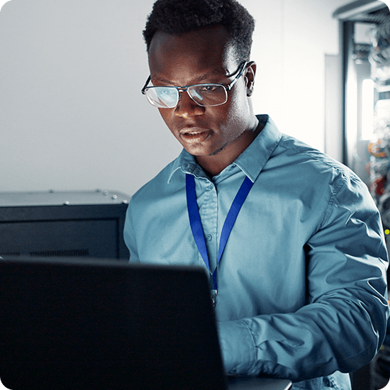Man working at a laptop
