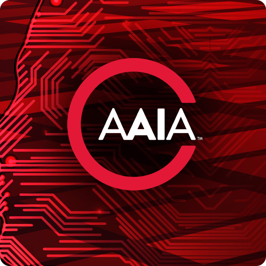 AAIA on a futuristic profile with red background