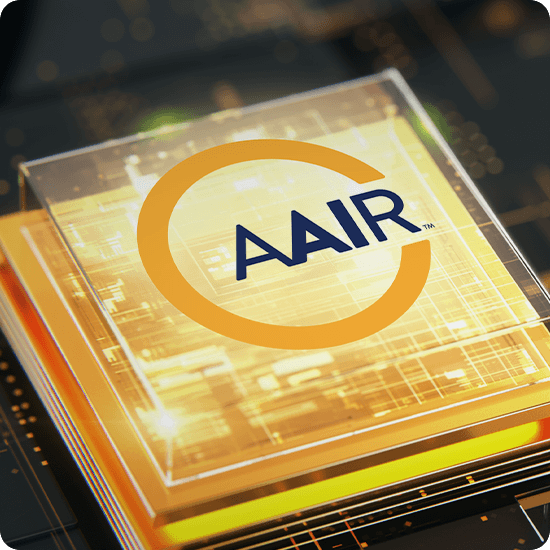 AAIR on a yellow computer chip