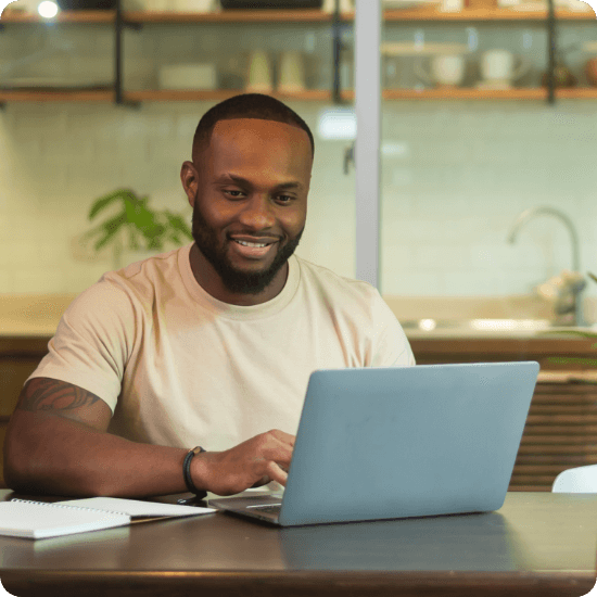 Man working on a laptop