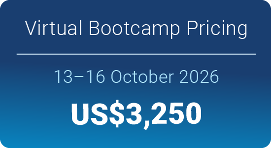 Virtual Bootcamp Pricing, 13-16 October 2026 US$3,250