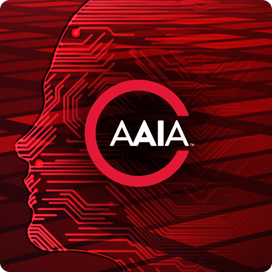 AAIA on a red cyber face